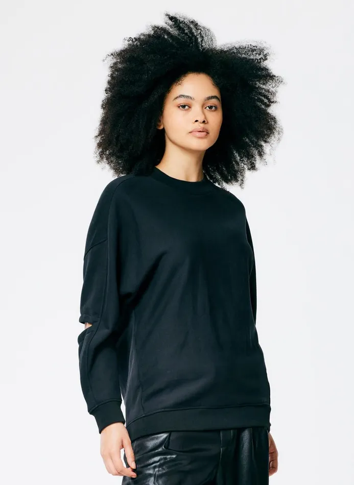 Women Knitwear and Sweatshirts Tibi Cocoon Crewneck Sweatshirt Black