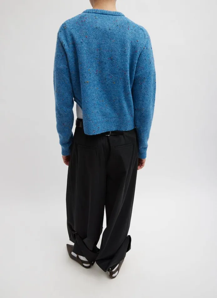 Women Knitwear and Sweatshirts Tibi Confetti Shrunken Crewneck Pullover Blue Multi