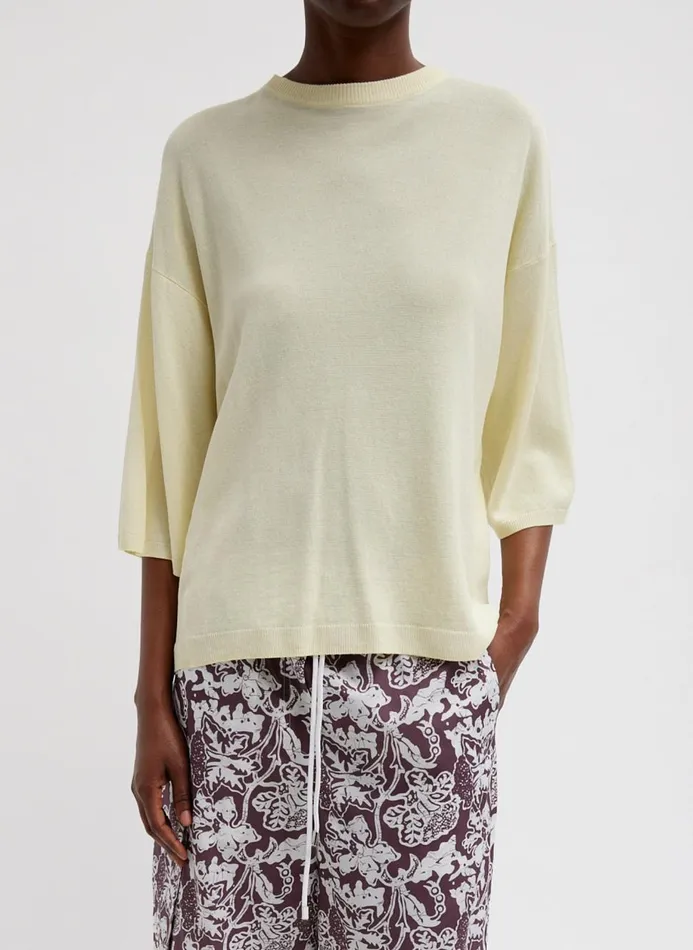 Women Knitwear and Sweatshirts Tibi Crispy Sweater Oversized Easy TShirt Butter Women Knitwear and Sweatshirts Tibi Crispy Sweater Oversized Easy TShirt Butter