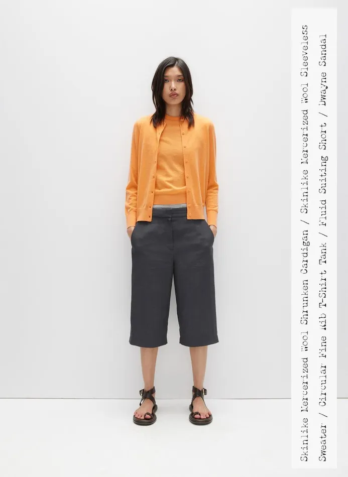 Women Knitwear and Sweatshirts Tibi Skinlike Mercerized Wool Sleeveless Sweater Melon Orange