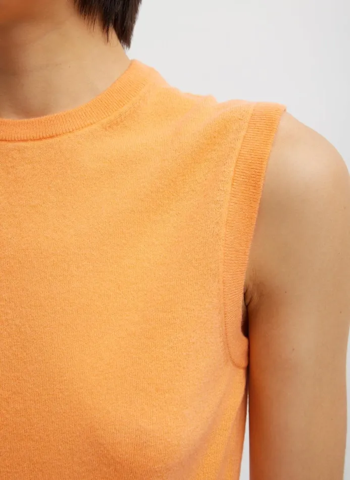 Women Knitwear and Sweatshirts Tibi Skinlike Mercerized Wool Sleeveless Sweater Melon Orange