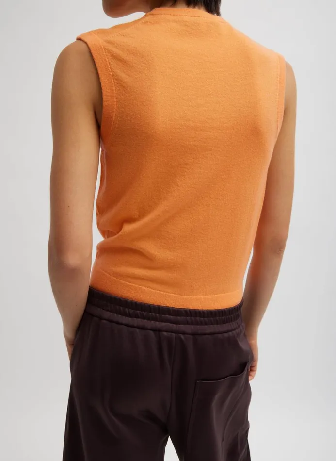 Women Knitwear and Sweatshirts Tibi Skinlike Mercerized Wool Sleeveless Sweater Melon Orange