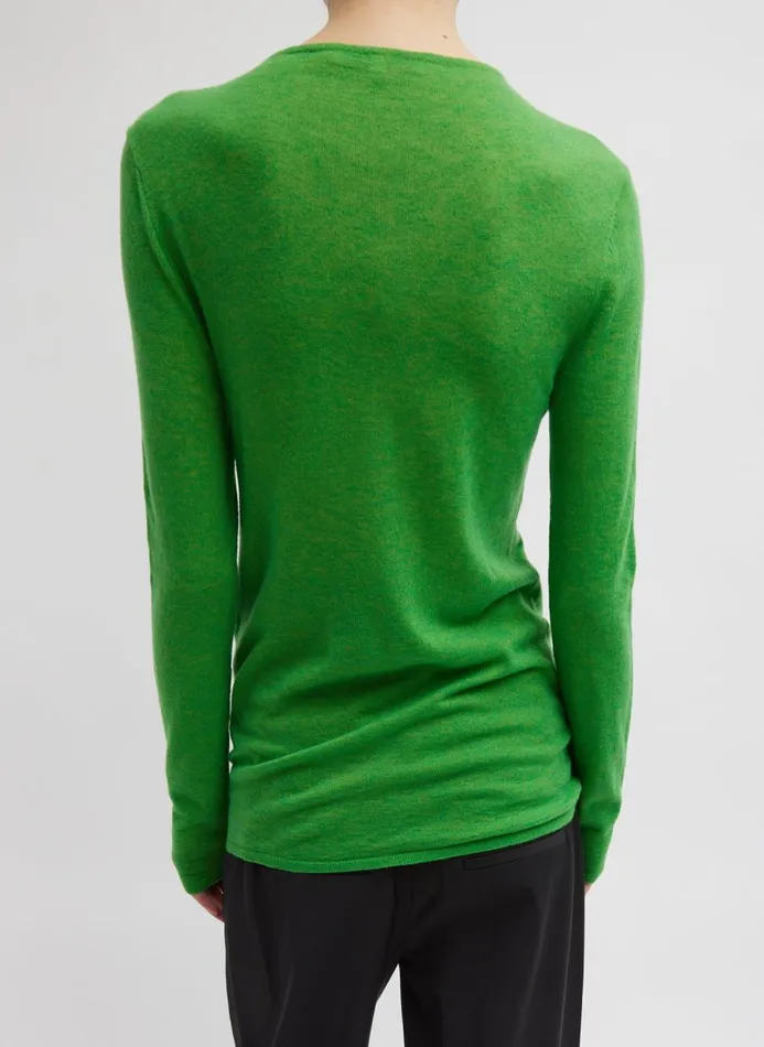 Women Knitwear and Sweatshirts Tibi Skinlike Mercerized Wool Soft Sheer Pullover Green