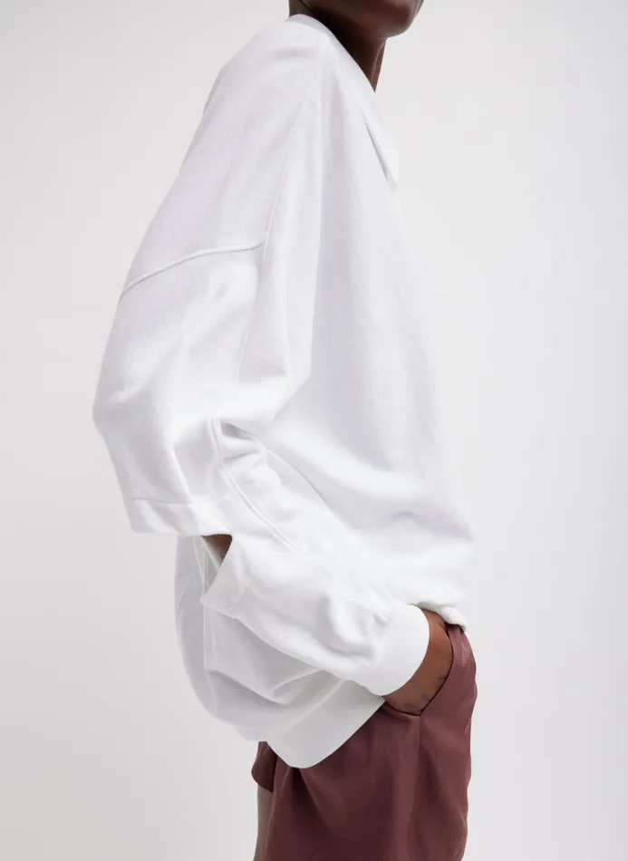 Women Knitwear and Sweatshirts Tibi Summer Sweatshirting Polo Collar Sweatshirt White Women Knitwear and Sweatshirts Tibi Summer Sweatshirting Polo Collar Sweatshirt White