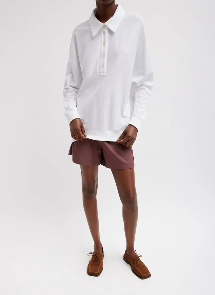 Women Knitwear and Sweatshirts Tibi Summer Sweatshirting Polo Collar Sweatshirt White