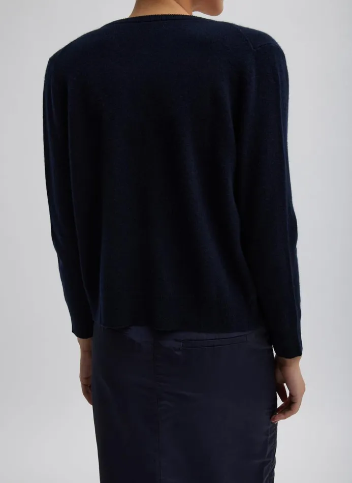 Women Knitwear and Sweatshirts Tibi Washable Cashmere Shrunken Cardigan Navy
