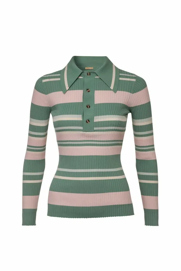 Women Knitwear DODO BAR OR Penny Knit Shirt Mint Green Combo 1