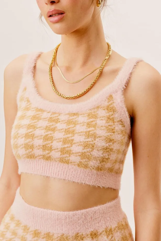 Women Knitwear For Love and Lemons Cher Crop Tank Sweater Light Pink