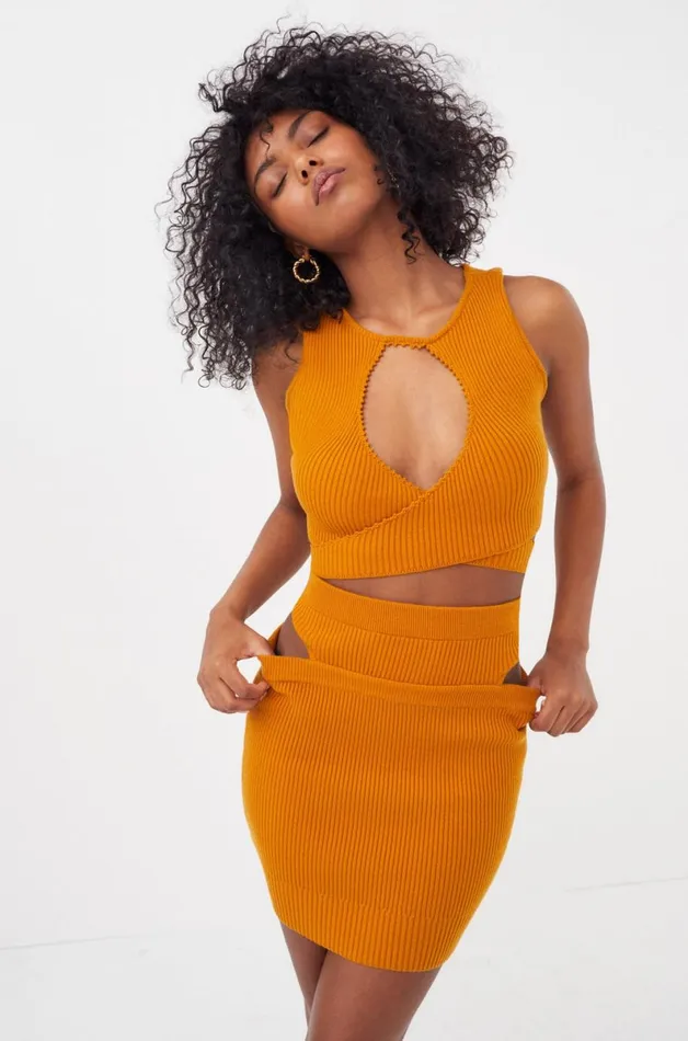 Women Knitwear For Love and Lemons Maggie Mini Skirt Orange