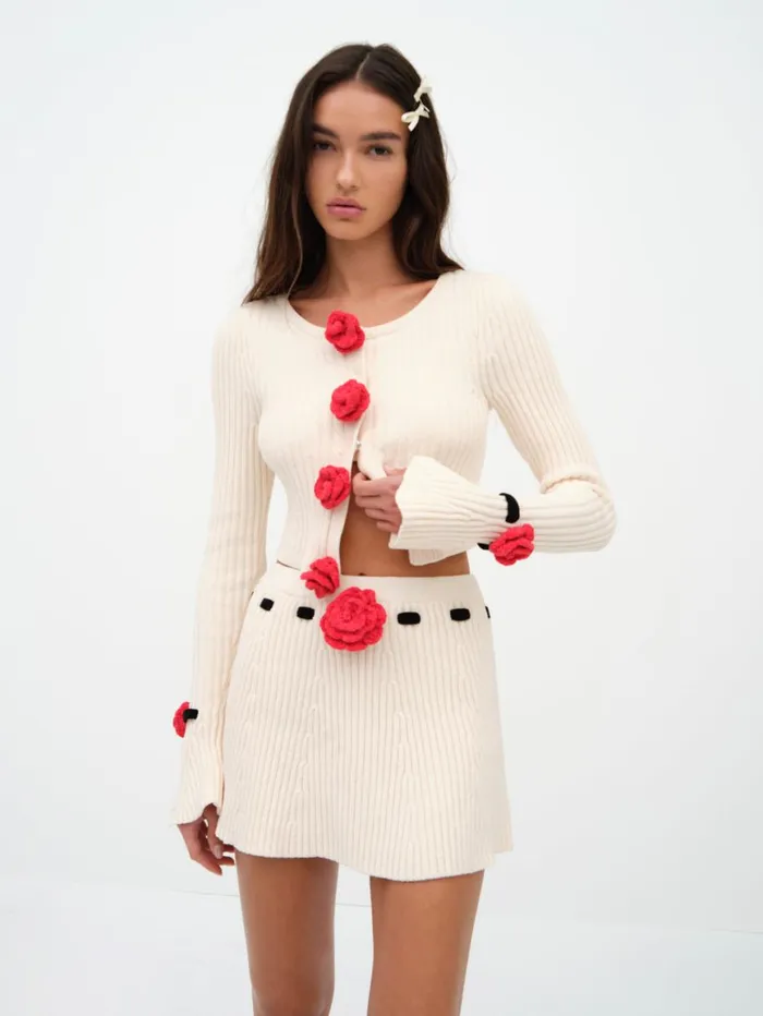 Women Knitwear For Love and Lemons Roxana Cardigan Cream Women Knitwear For Love and Lemons Roxana Cardigan Cream