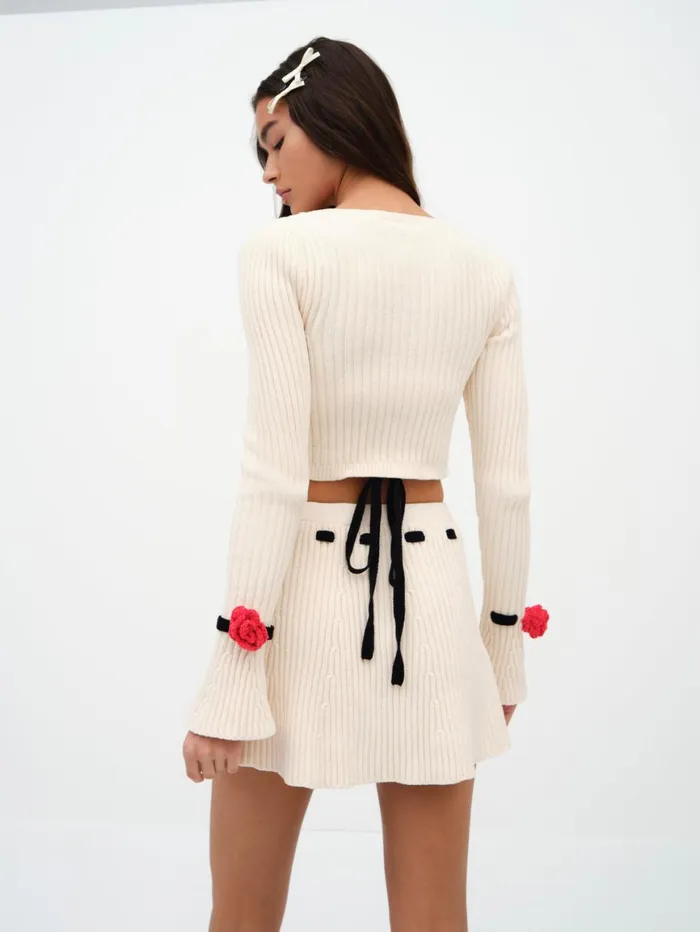 Women Knitwear For Love and Lemons Roxana Cardigan Cream Women Knitwear For Love and Lemons Roxana Cardigan Cream