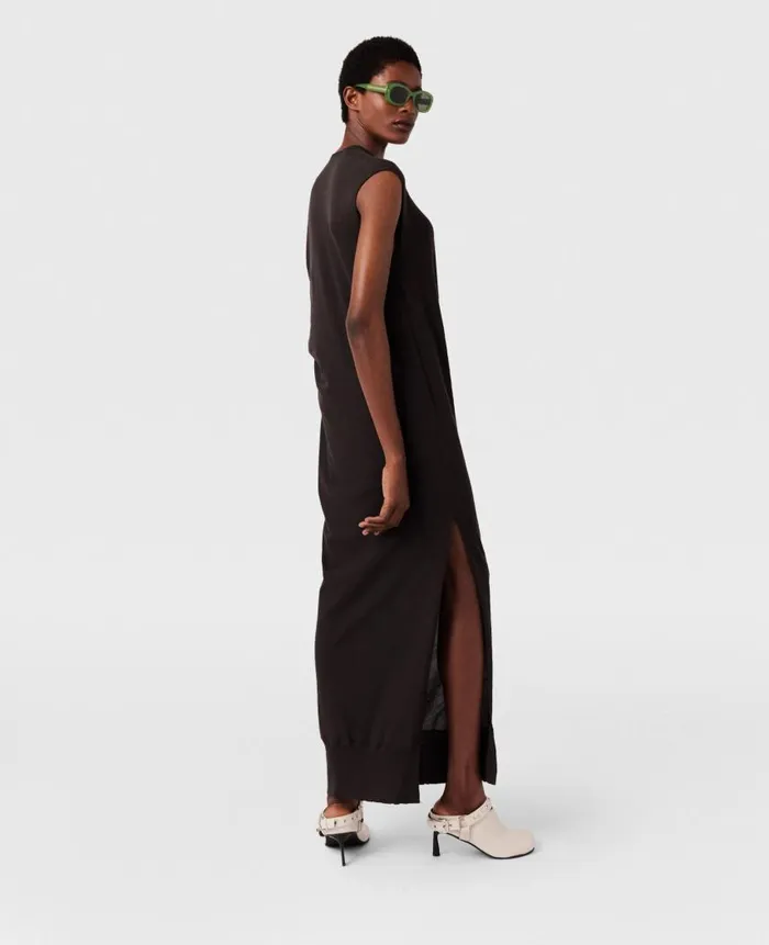 Women Knitwear Stella McCartney Asymmetric Draped Maxi Dress Chocolate Brown