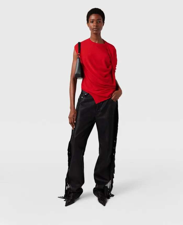Women Knitwear Stella McCartney Asymmetric Draped Top Lipstick Red