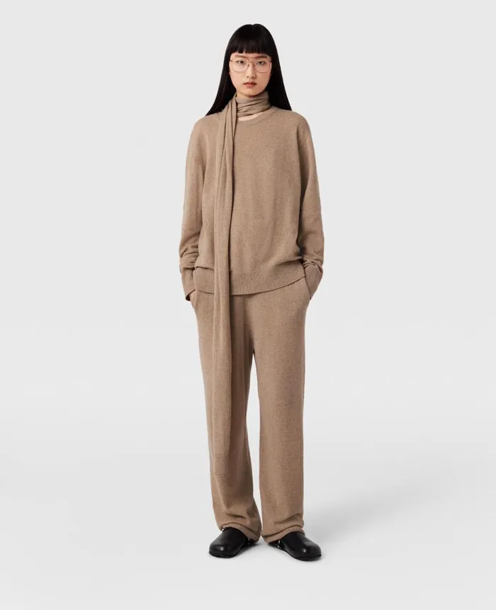 Women Knitwear Stella McCartney High Rise Straight Leg Pants Sandy Beige