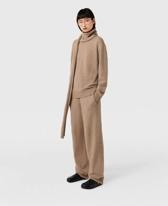 Women Knitwear Stella McCartney High Rise Straight Leg Pants Sandy Beige