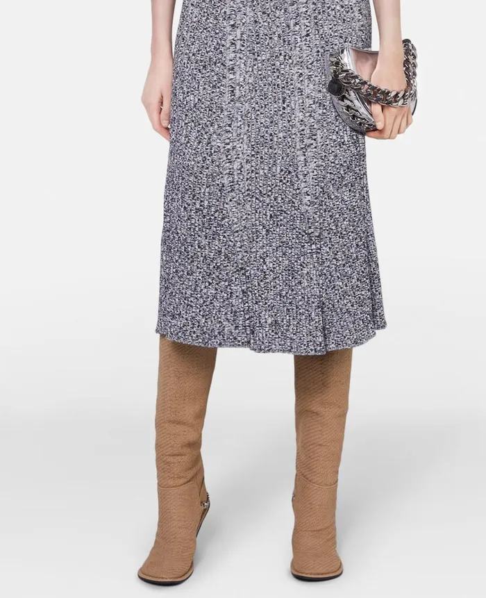 Women Knitwear Stella McCartney Mouline Rib Knit Skirt Grey Melange Women Knitwear Stella McCartney Mouline Rib Knit Skirt Grey Melange