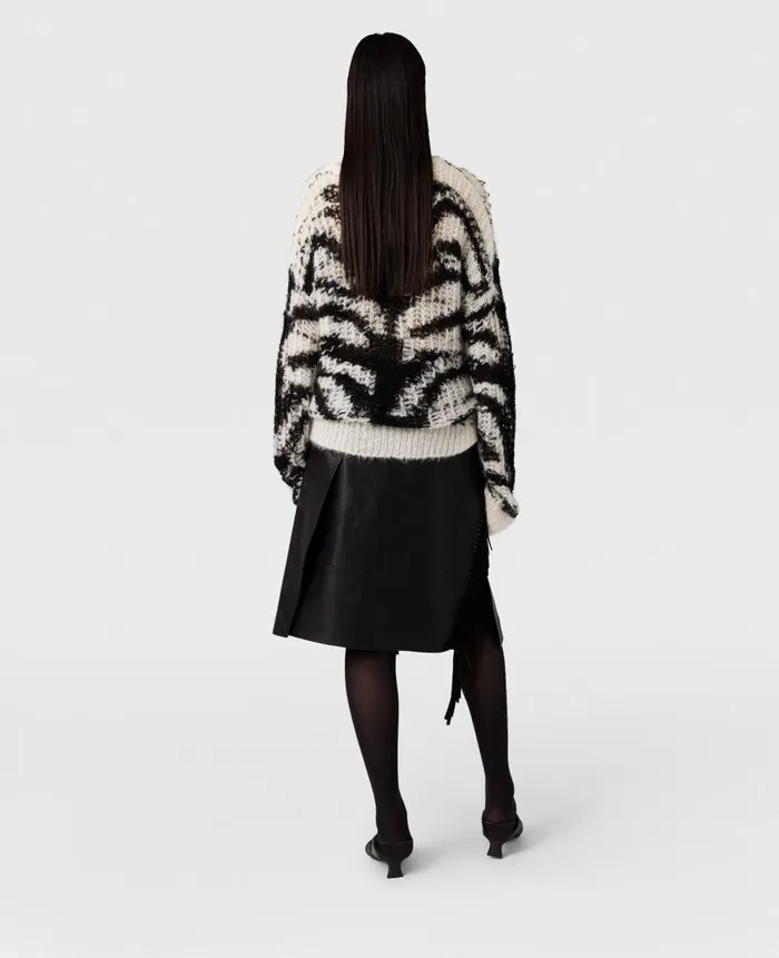Women Knitwear Stella McCartney Tiger Pattern OpenKnit Sweater Black And White