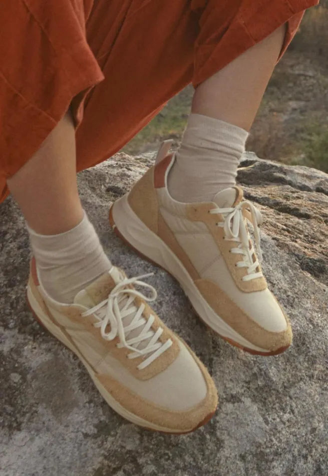 Women Laceup Trainers Sand Rust Poetry Fashion Footwear
