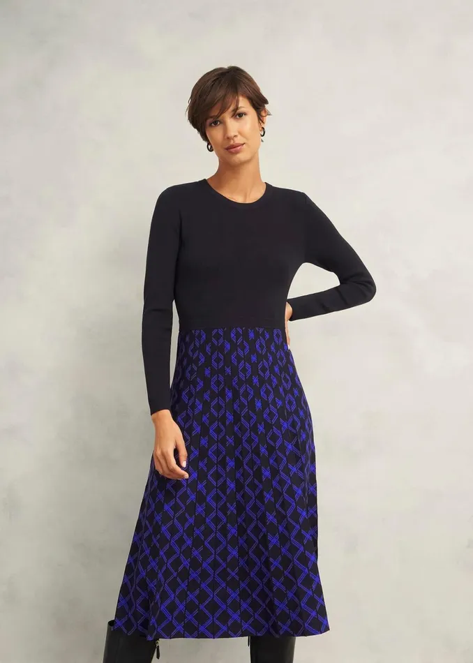 Women Larna Knitted Dress Black Blue Hobbs Dresses and Jumpsuits