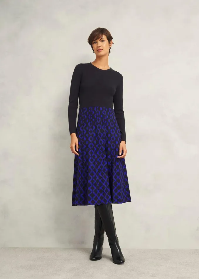 Women Larna Knitted Dress Black Blue Hobbs Dresses and Jumpsuits