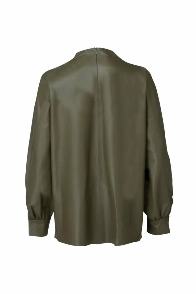 Women Leather DODO BAR OR Bilbi Shirt Khaki Green