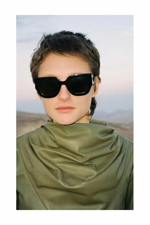 Women Leather DODO BAR OR Bilbi Shirt Khaki Green