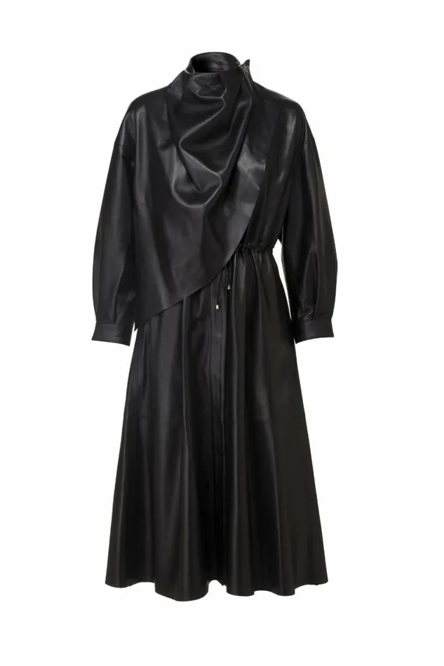 Women Leather DODO BAR OR Sitter Dress Black