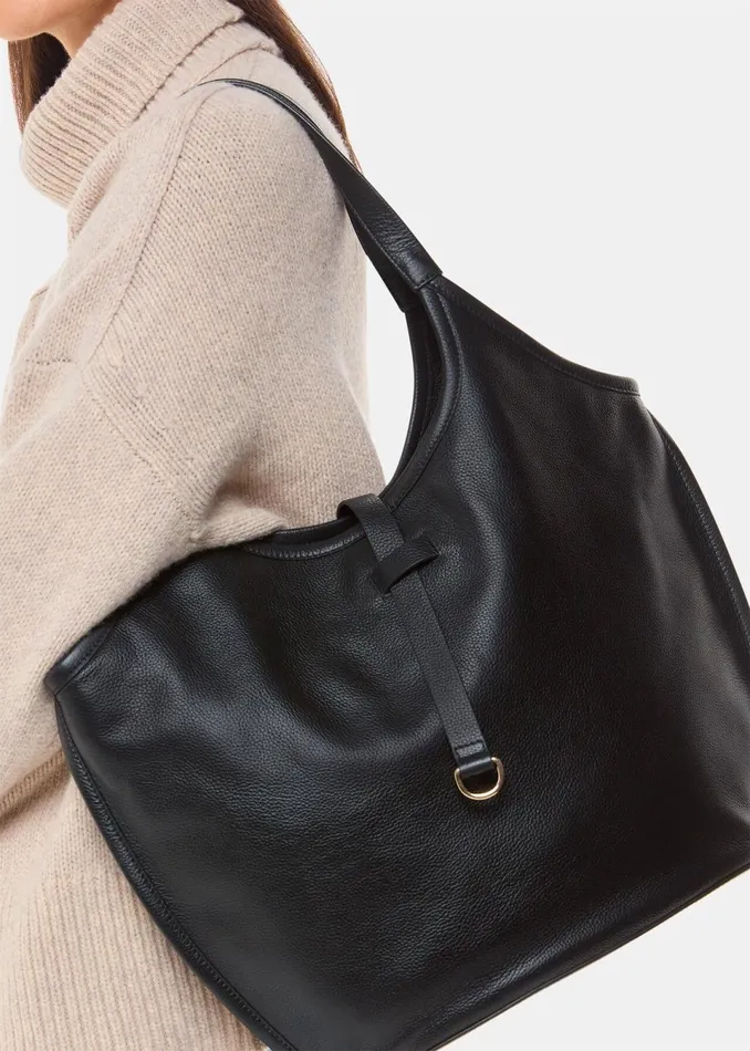 Women Leather Whistles Black Leonora Tote Bag