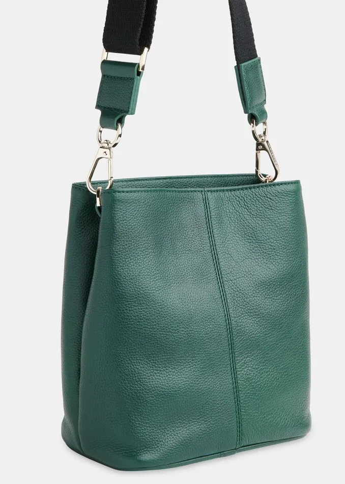 Women Leather Whistles Dark Green Dion Bucket Bag