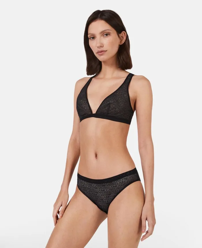 Women Lingerie And Sleepwear Stella McCartney Monogram Mesh Bikini Briefs Black