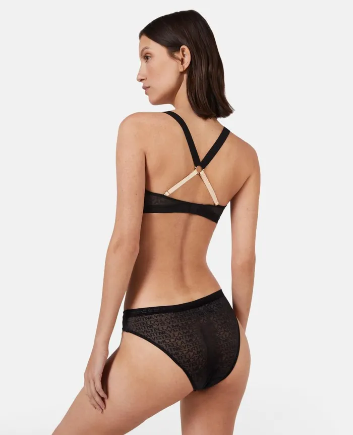 Women Lingerie And Sleepwear Stella McCartney Monogram Mesh Bikini Briefs Black
