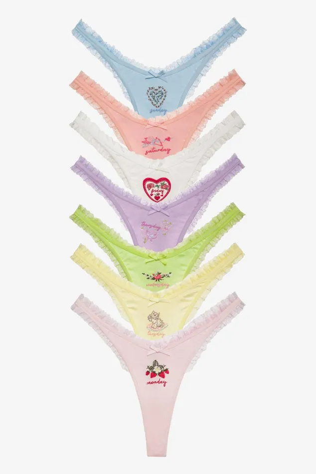 Women Lingerie For Love and Lemons Days Of The Week Panty Pack Multi
