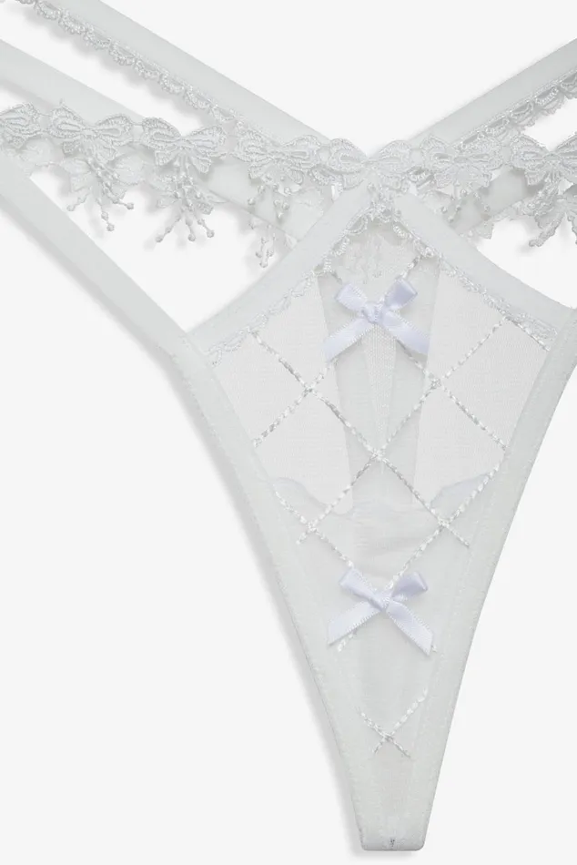 Women Lingerie For Love and Lemons Fiorella Thong Panty White Women Lingerie For Love and Lemons Fiorella Thong Panty White