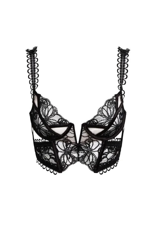 Women Lingerie For Love and Lemons Swirly Floral Embroidered Bustier Black Women Lingerie For Love and Lemons Swirly Floral Embroidered Bustier Black