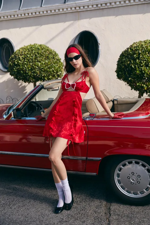 Women Lingerie For Love and Lemons Velma Slip Dress Red