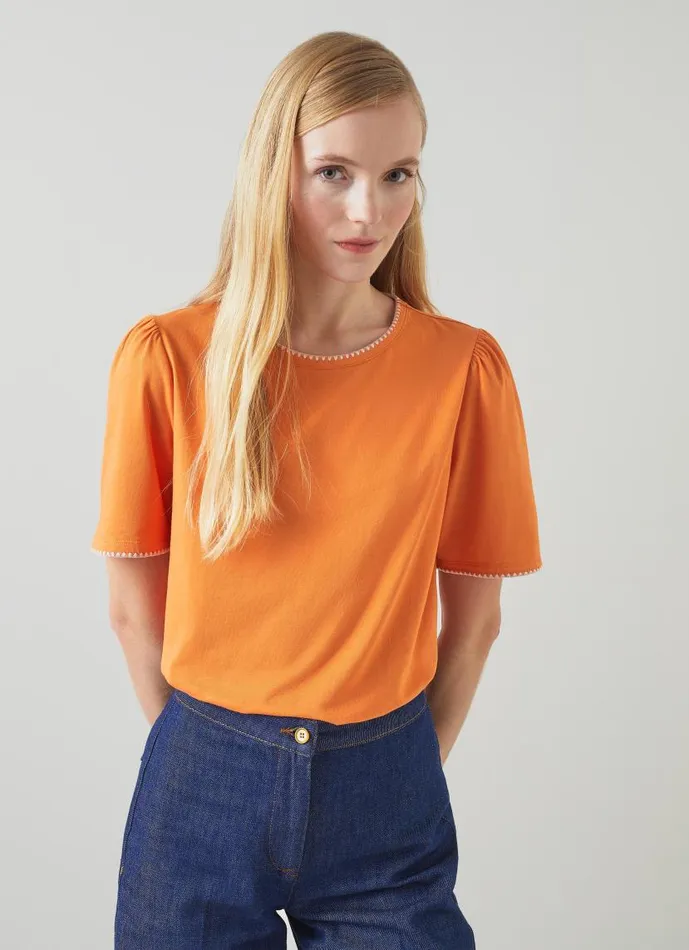 Women Lizzie Orange Organic Cotton TShirt Burnt Orange LKBennett Tops