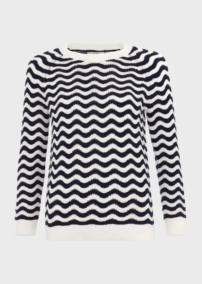 Women Lulu Cotton Jumper Navy Ivory Hobbs Jumpers and Cardigans