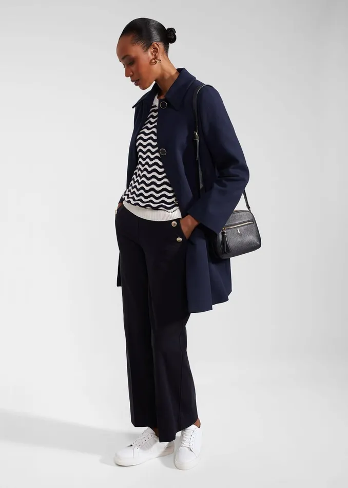 Women Lulu Cotton Jumper Navy Ivory Hobbs Jumpers and Cardigans