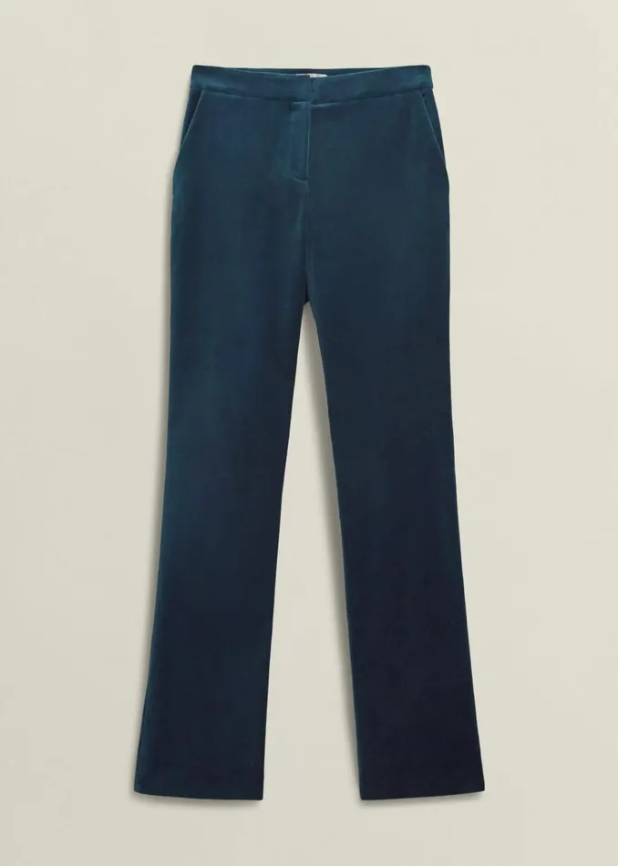 Women Luna Velvet Straight Trousers Riverside Blue Hobbs Trousers