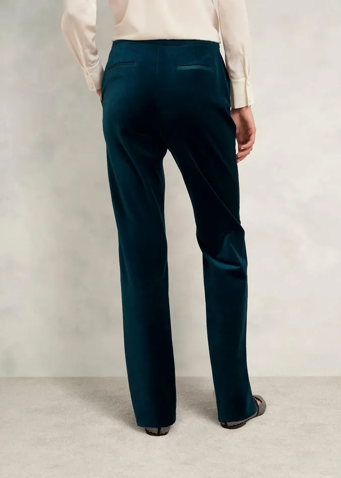 Women Luna Velvet Straight Trousers Riverside Blue Hobbs Trousers