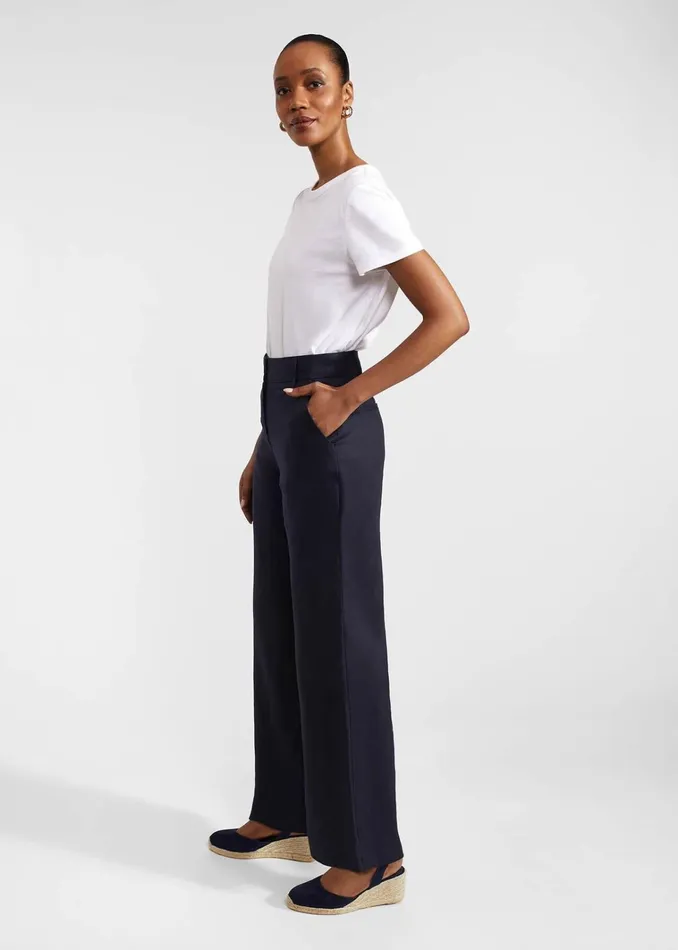 Women Lynn Linen Trousers Navy Hobbs Trousers