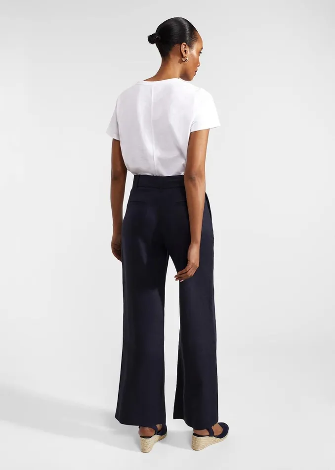 Women Lynn Linen Trousers Navy Hobbs Trousers
