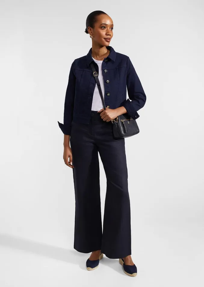Women Lynn Linen Trousers Navy Hobbs Trousers