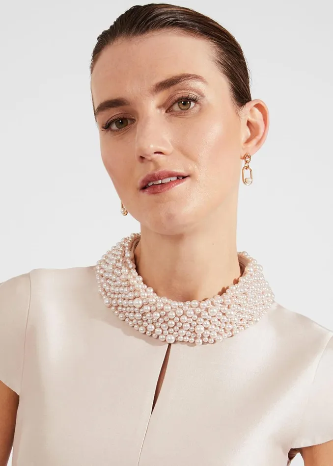 Women Marcella Silk Blend Dress Oyster Hobbs Dresses and Jumpsuits