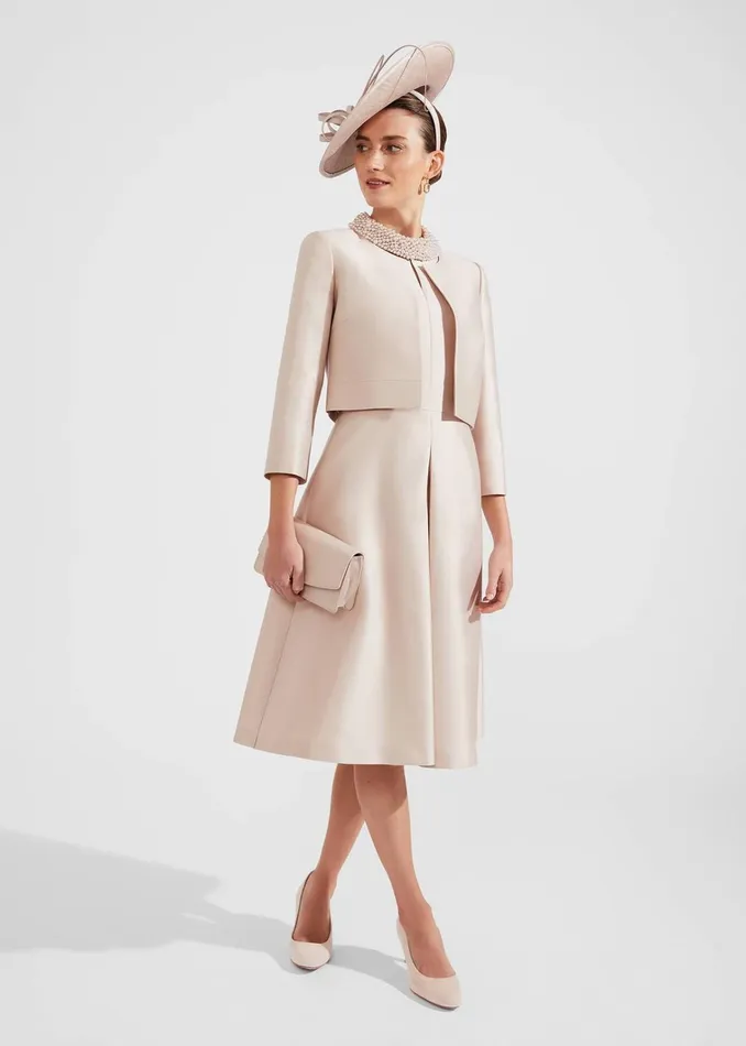 Women Marcella Silk Blend Dress Oyster Hobbs Dresses and Jumpsuits