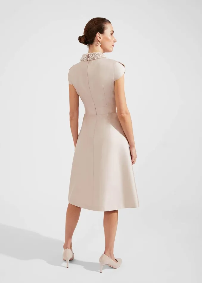 Women Marcella Silk Blend Dress Oyster Hobbs Dresses and Jumpsuits