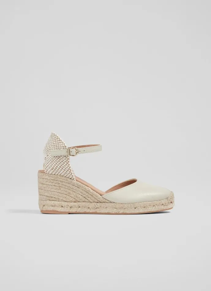 Women Marissa Cream Leather Ankle Strap Espadrilles Ecru LKBennett Espadrilles