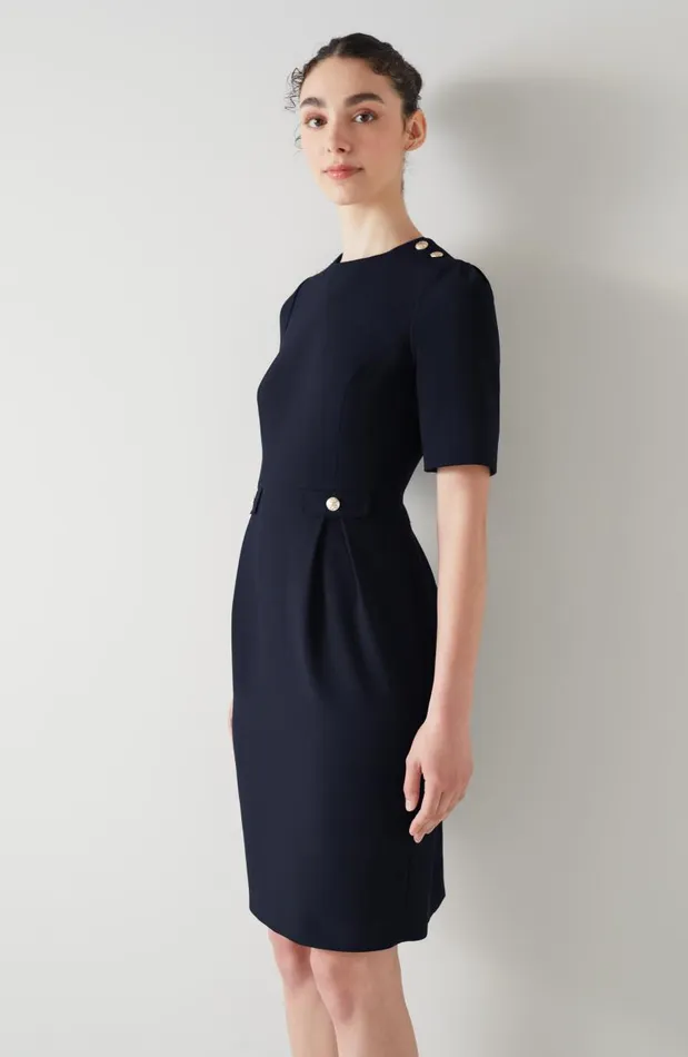 Women Marjorie Navy Crepe Shift Dress Midnight LKBennett Dresses