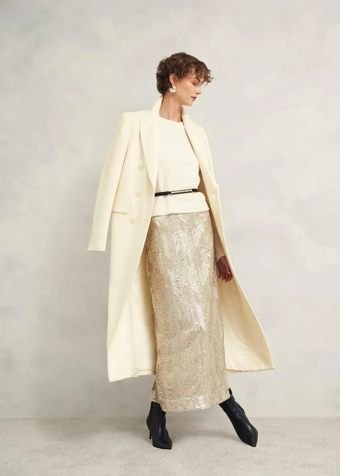 Women Marlowe Sequin Skirt Silver Hobbs Skirts
