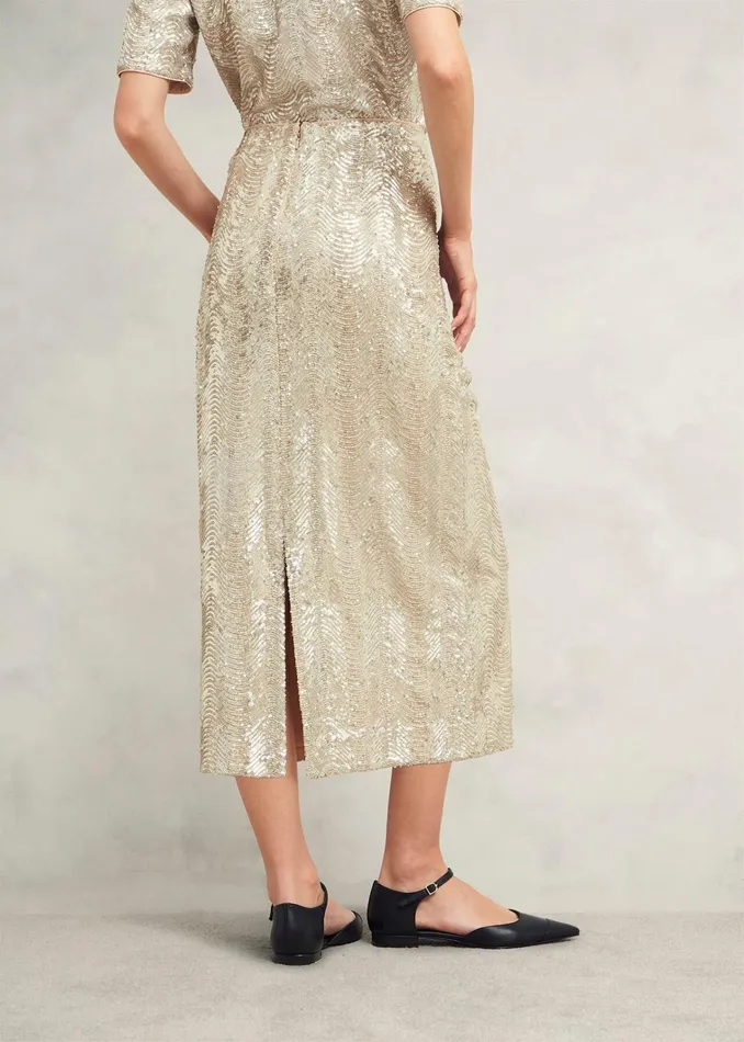 Women Marlowe Sequin Skirt Silver Hobbs Skirts